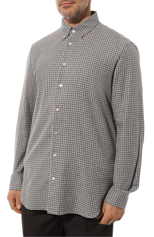 Хлопковая рубашка Kiton UCIH0864302 Серый  UCIH0864302 Фото 3