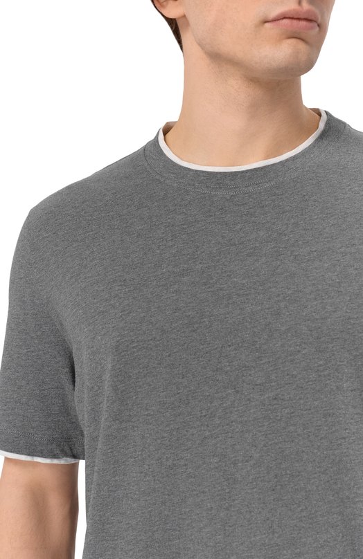 Хлопковая футболка Brunello Cucinelli M0B137427 Серый  M0B137427 Фото 5