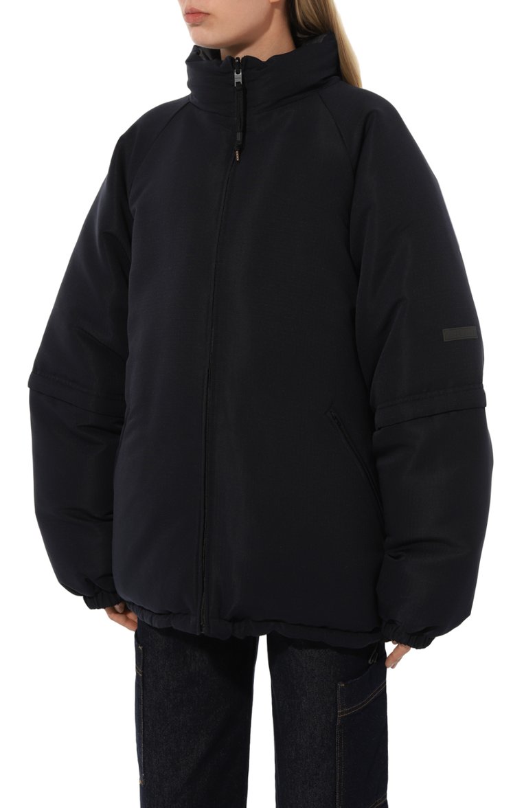 Женский пуховик ACNE STUDIOS темно-синего цвета, арт. FN MN 0UTW000790838 | Фото 3 (Рукава: Длинные; Стили: Спорт-шик; Длина (верхняя одежда): До середины бедра; Кросс-КТ: Пуховик)