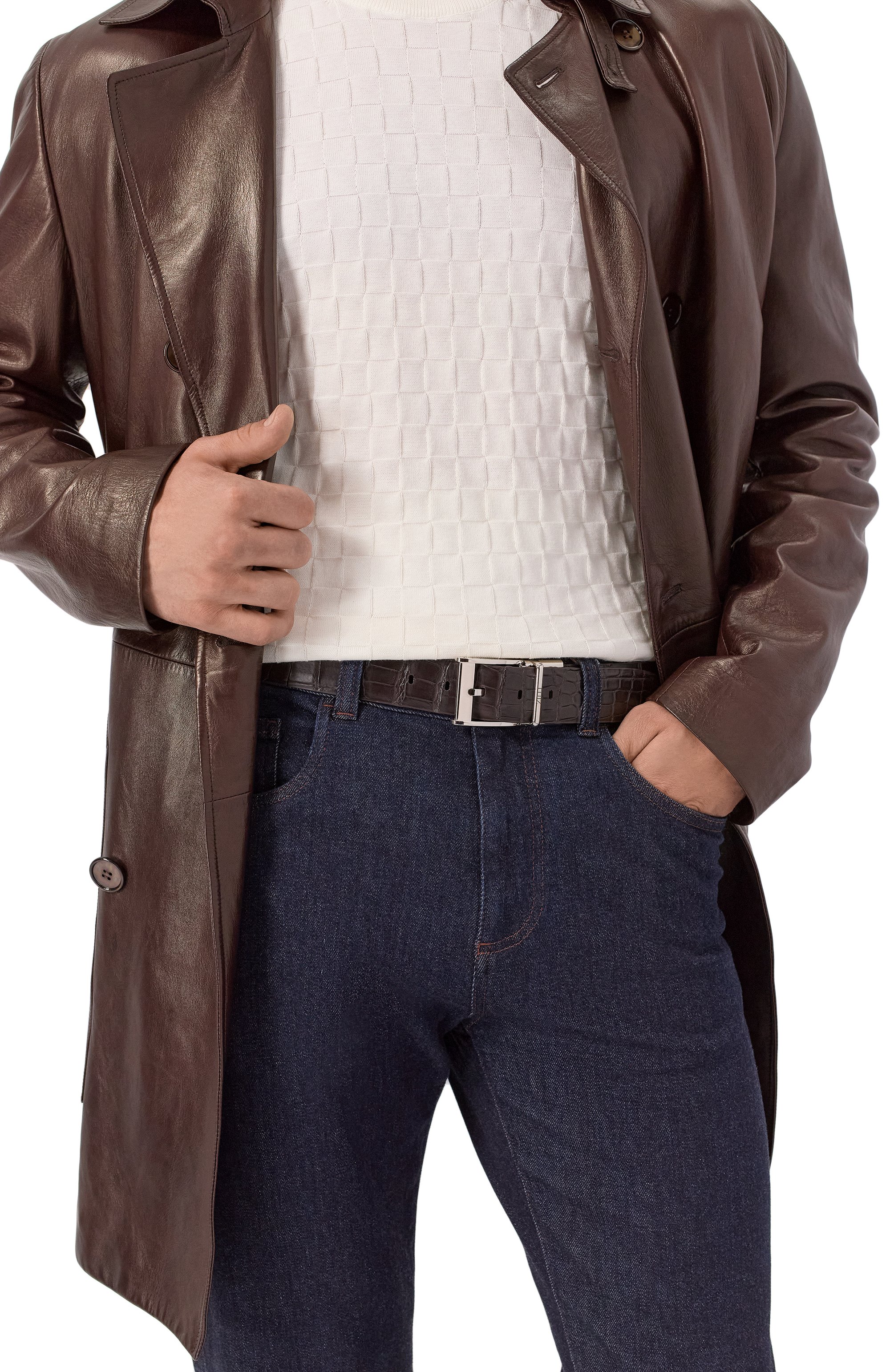 Двусторонний ремень из кожи каймана ZILLI, арт. BR0135M1002VPAL00/120, фото 2