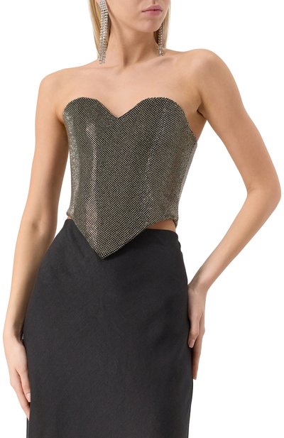 Корсет с отделкой стразами ALINE серебряного цвета по цене 33500 руб., арт. AL081006, фото 3 Корсет с отделкой стразами ALINE, арт. AL081006, фото 3