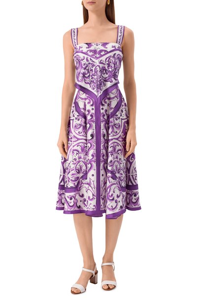 Шелковое платье DOLCE & GABBANA фиолетового цвета по цене 310000 руб., арт. F6TZBT/HI1T1, фото 3 Шелковое платье DOLCE & GABBANA, арт. F6TZBT/HI1T1, фото 3