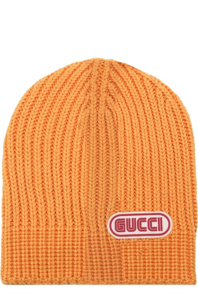 Шерстяная шапка фактурной вязки с логотипом бренда GUCCI, арт. 519750/4G206, фото 1