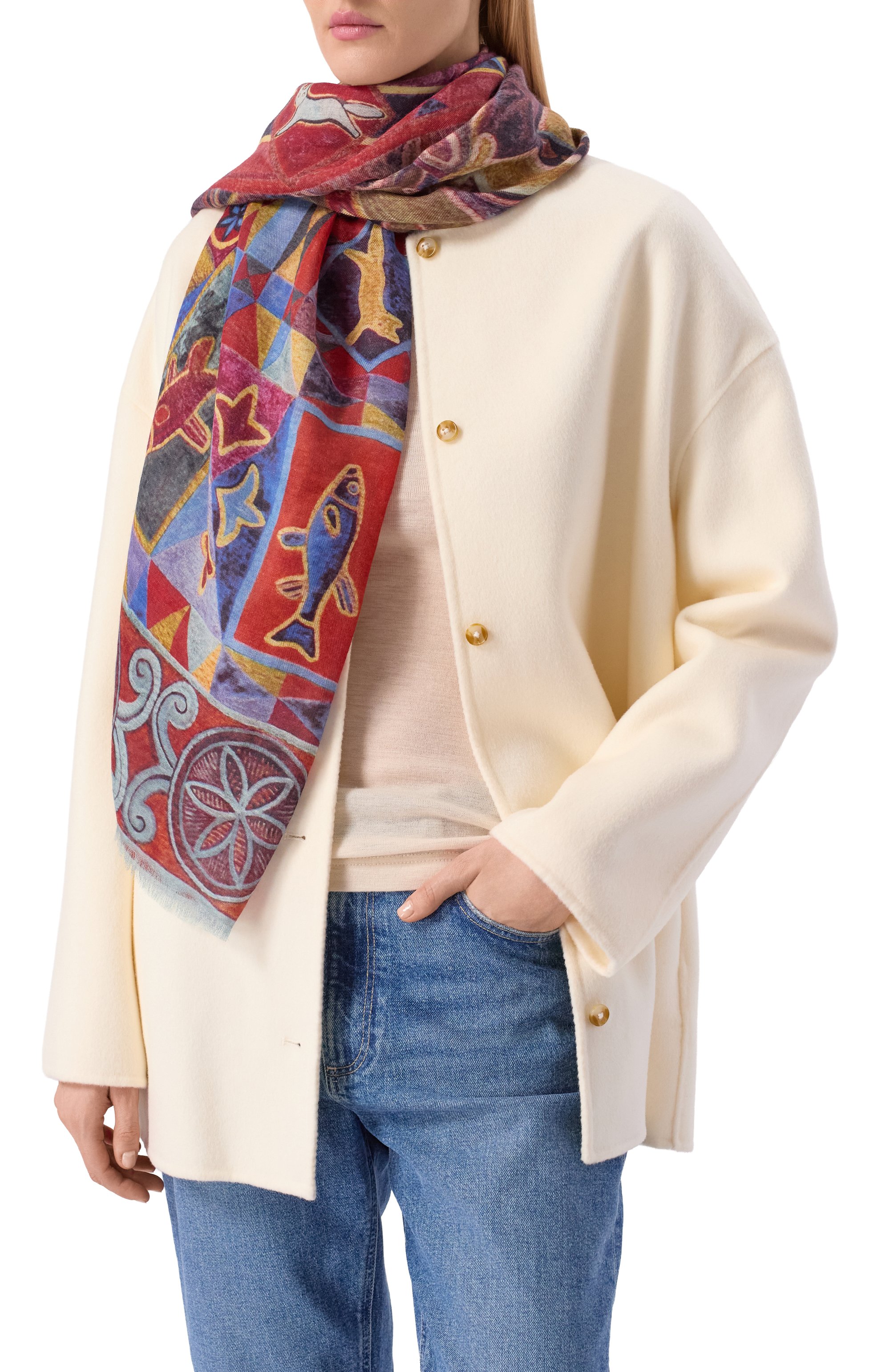 Шаль северное сияние из кашемира и шерсти GOURJI, арт. 91254055/5141114, фото 2