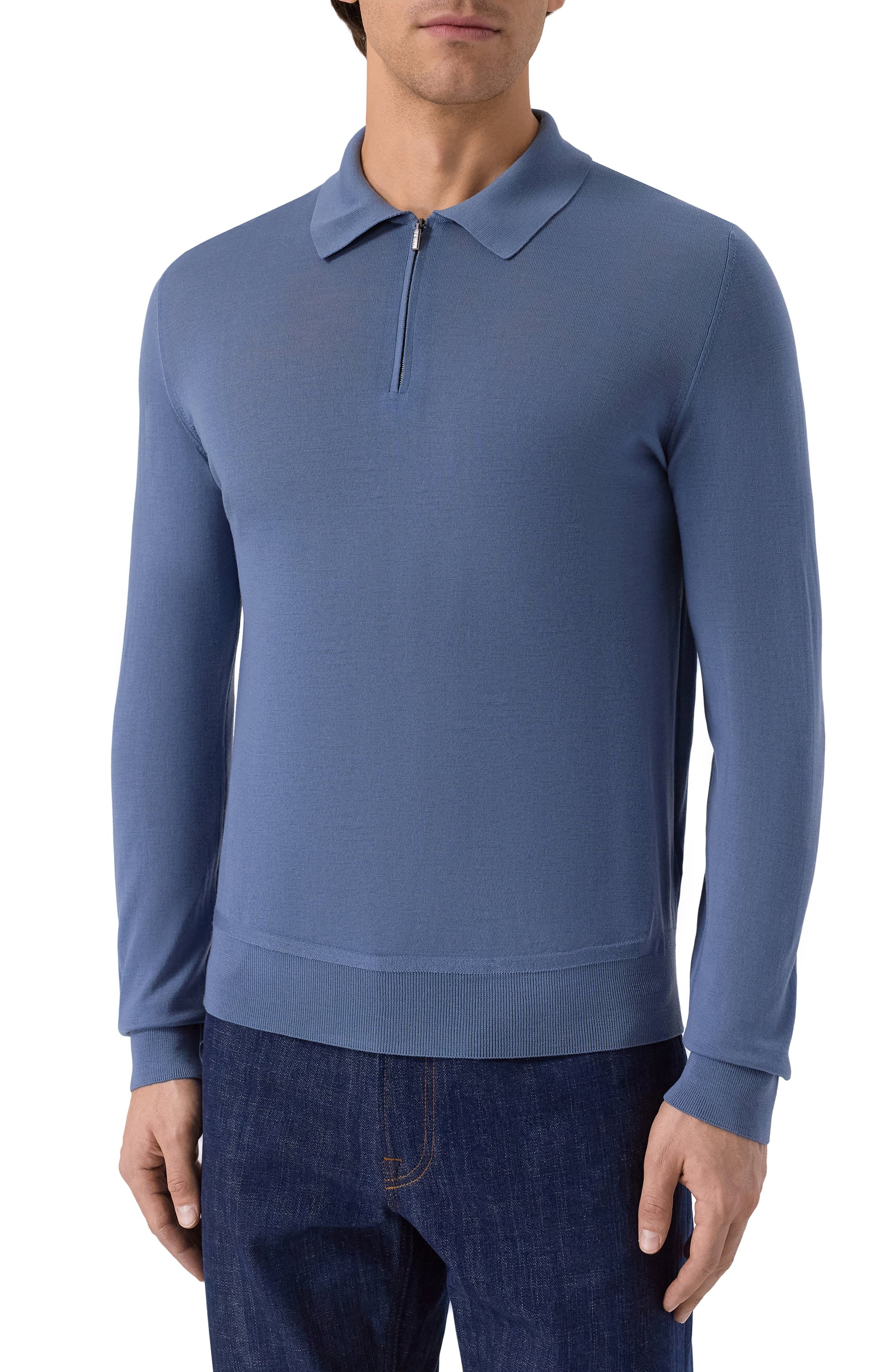 Шерстяное поло ZILLI синего цвета по цене 150000 руб., арт. KZP001M0202VLIP00, фото 3 Шерстяное поло ZILLI, арт. KZP001M0202VLIP00, фото 3