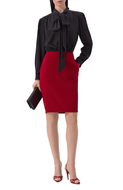 Шелковая блузка Saint Laurent 856831/Y100W Чёрный  856831/Y100W Фото 2