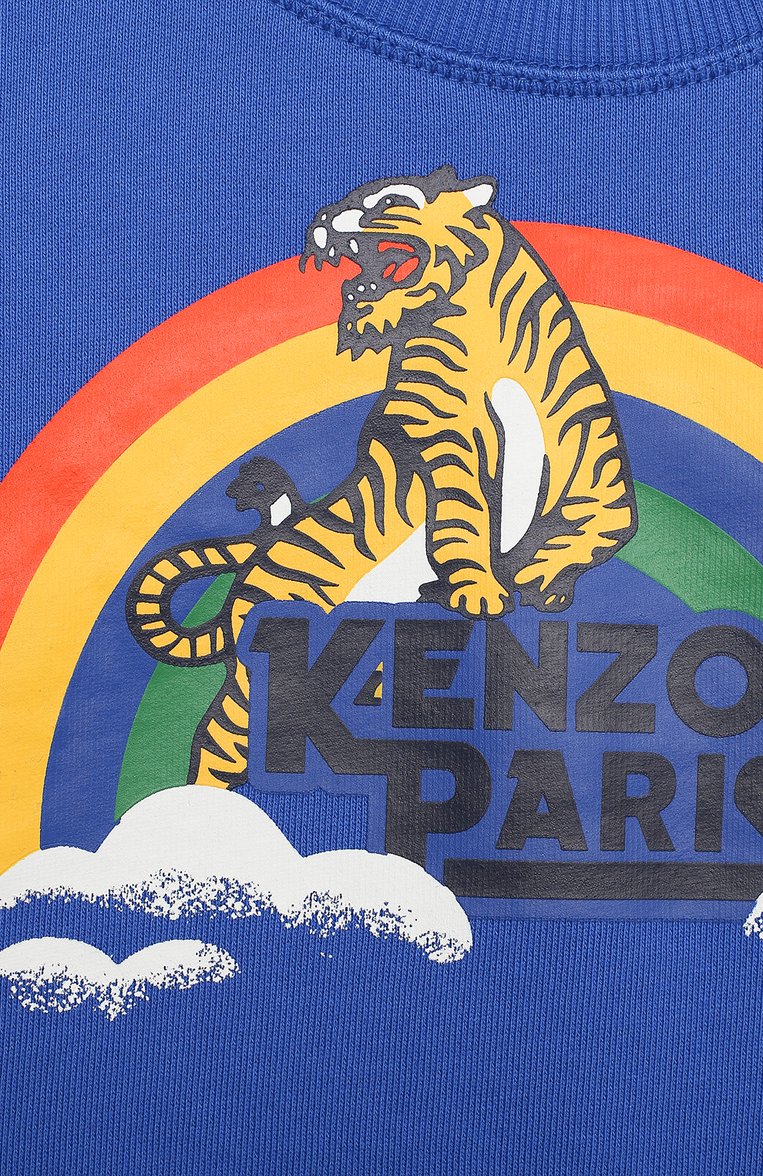 Petit*S KUMA Хлопковый свитшот KENZO синего цвета для мальчиков — купить в