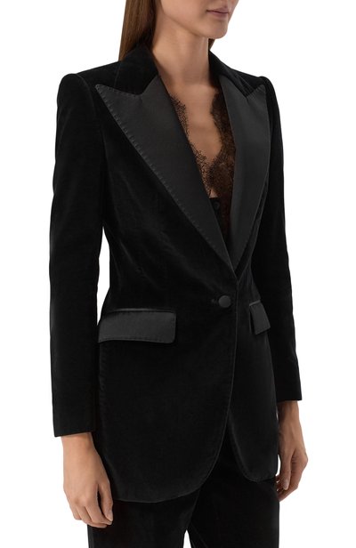 Бархатный жакет DOLCE & GABBANA черного цвета по цене 351500 руб., арт. F2942T/FUVG7, фото 3 Бархатный жакет DOLCE & GABBANA, арт. F2942T/FUVG7, фото 3