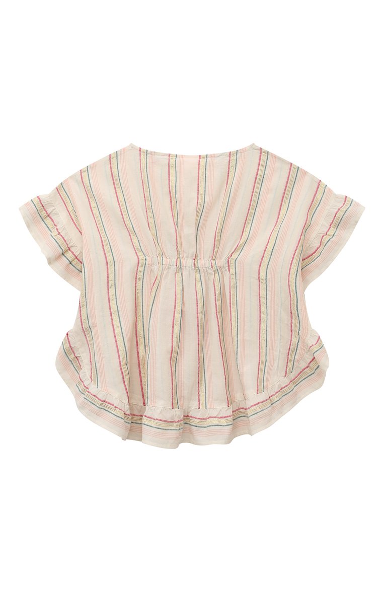 Детская хлопковая туника LISON PARIS бежевого цвета, арт. LUREX STRIPE CAFTAN | Фото 2 (Материал внешний: Хлопок; Рукава: Короткие; Re-sync: On)