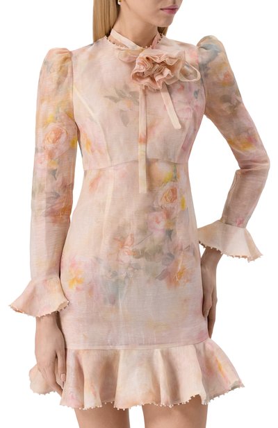 Платье изо льна и шелка ZIMMERMANN светло-розового цвета по цене 210000 руб., арт. 2338DR251, фото 3 Платье изо льна и шелка ZIMMERMANN, арт. 2338DR251, фото 3