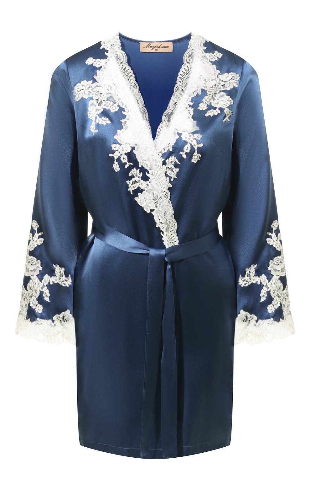 Шелковый халат MARJOLAINE синего цвета по цене 81210 руб., арт. 3TER2001, фото 1 Шелковый халат MARJOLAINE, арт. 3TER2001, фото 1