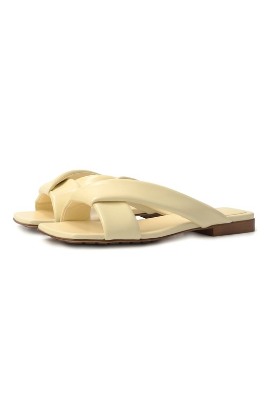 Кожаные шлепанцы Riva Bottega Veneta 827569/V3H90 Жёлтый 827569/V3H90