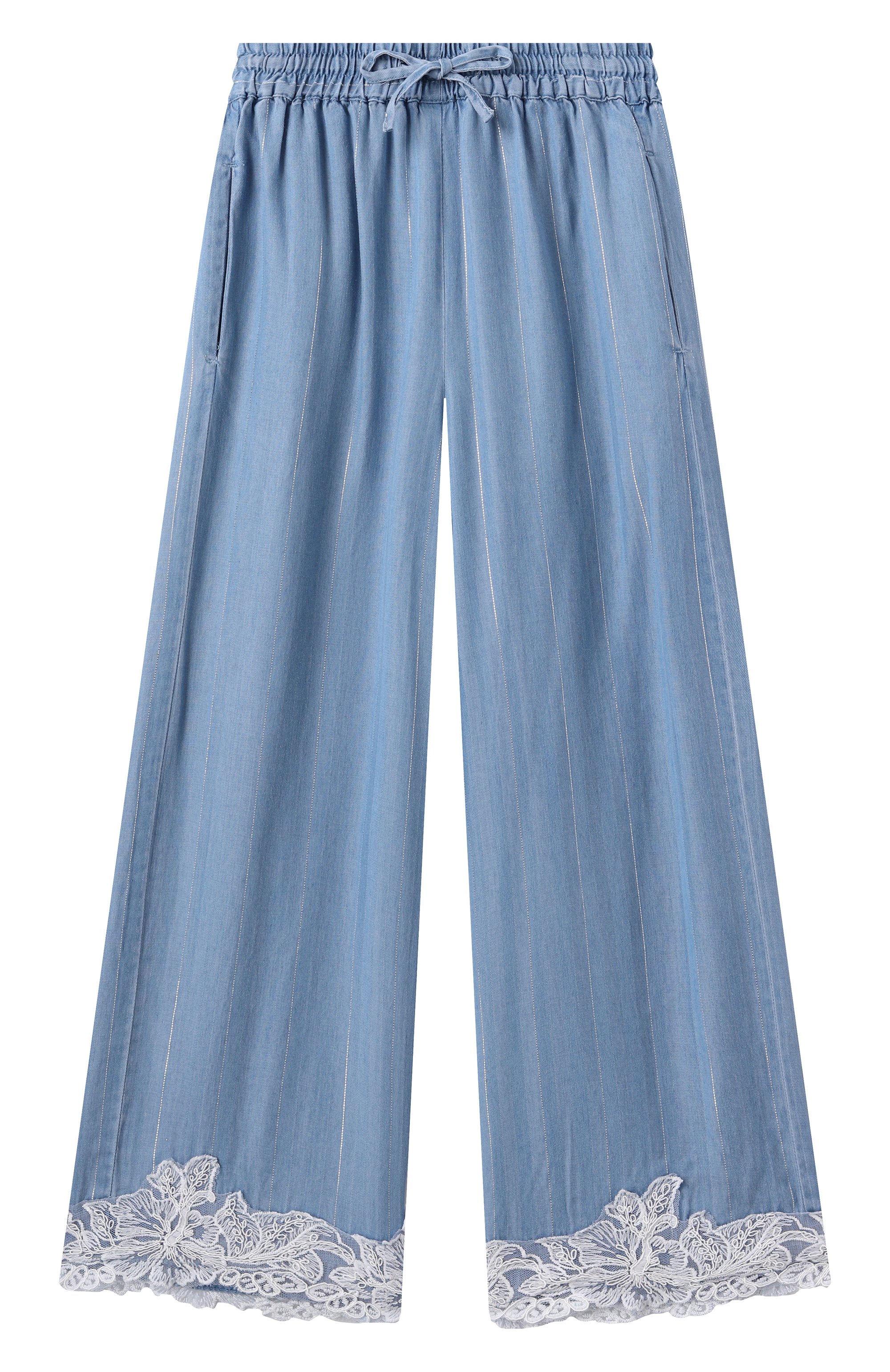 Брюки ERMANNO SCERVINO голубого цвета по цене 15950 руб., арт. SFPA041C/VI039, фото 1 Брюки ERMANNO SCERVINO, арт. SFPA041C/VI039, фото 1