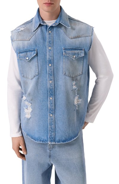 Джинсовый жилет MM6 голубого цвета по цене 87550 руб., арт. SH2DR0003/M30018, фото 3 Джинсовый жилет MM6, арт. SH2DR0003/M30018, фото 3