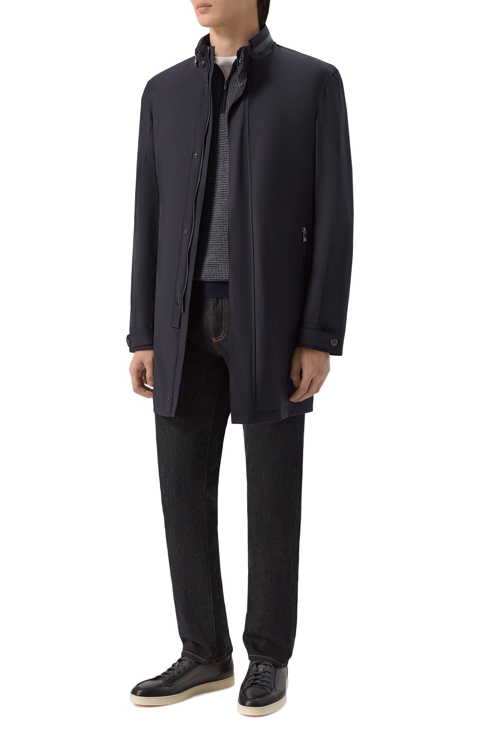Утепленный плащ CORNELIANI темно-синего цвета по цене 164000 руб., арт. 2825M3/2A20152, фото 2 Утепленный плащ CORNELIANI, арт. 2825M3/2A20152, фото 2