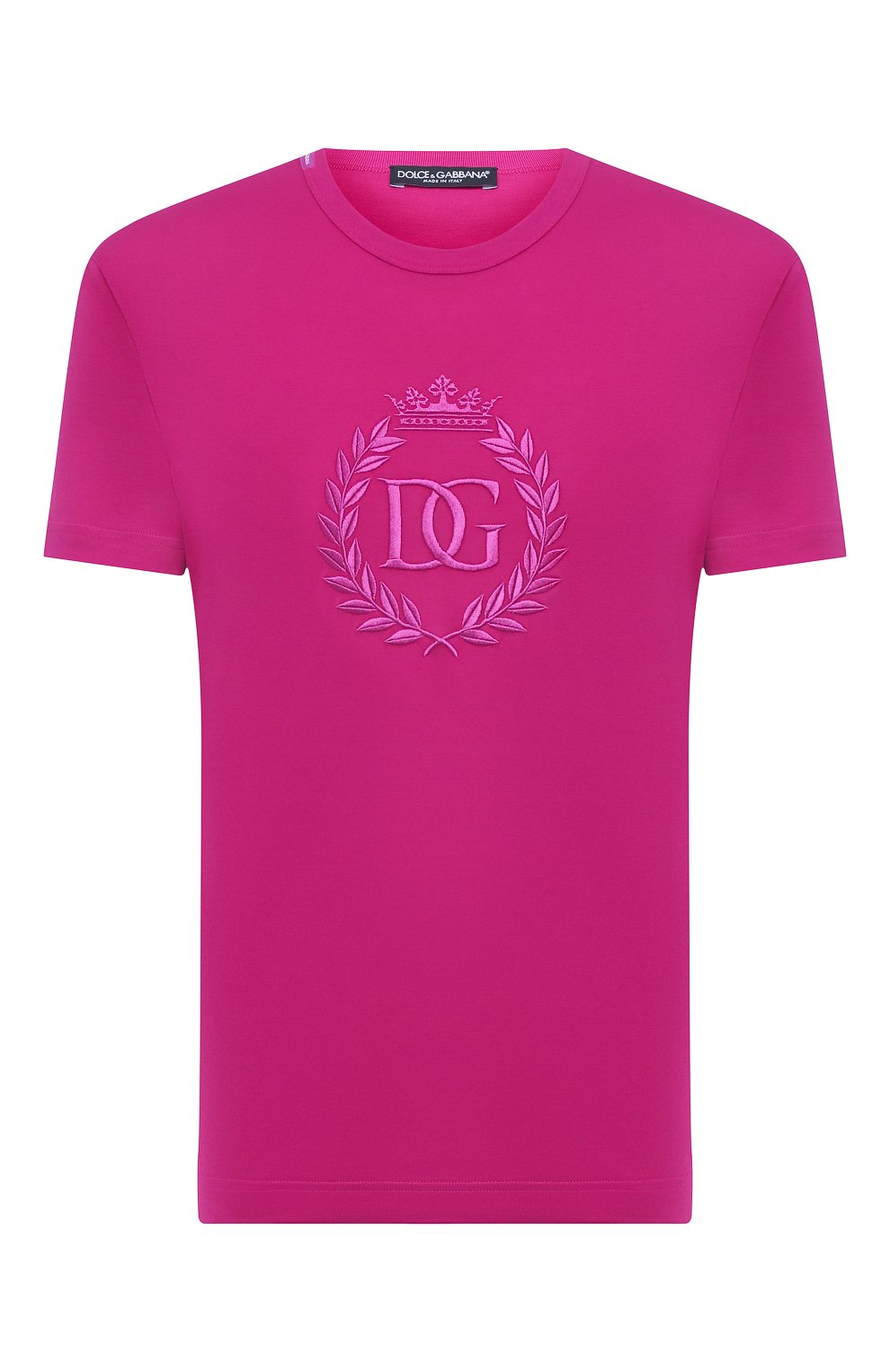Хлопковая футболка DOLCE & GABBANA розового цвета по цене 62600 руб., арт. G8KBAZ/G7XIU, фото 1 Хлопковая футболка DOLCE & GABBANA, арт. G8KBAZ/G7XIU, фото 1