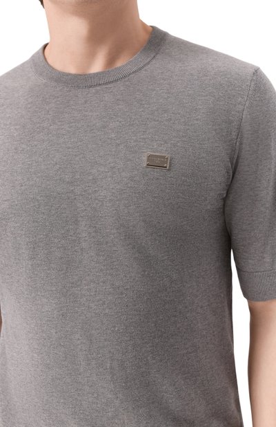 Хлопковый джемпер DOLCE & GABBANA серого цвета по цене 95050 руб., арт. GXX03T/JBCE9, фото 5 Хлопковый джемпер DOLCE & GABBANA, арт. GXX03T/JBCE9, фото 5