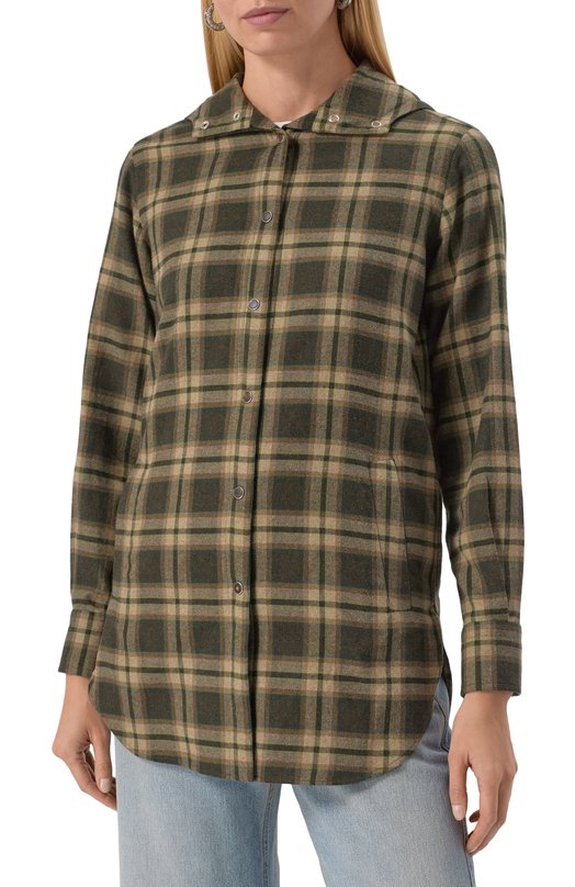 Хлопковая рубашка Kiton D54435H0906602 Хаки  D54435H0906602 Фото 3