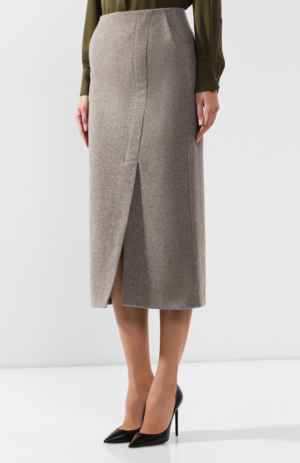 Кашемировая юбка GIORGIO ARMANI светло-серого цвета по цене 198500 руб., арт. 9WHNN02D/T0020, фото 3 Кашемировая юбка GIORGIO ARMANI, арт. 9WHNN02D/T0020, фото 3