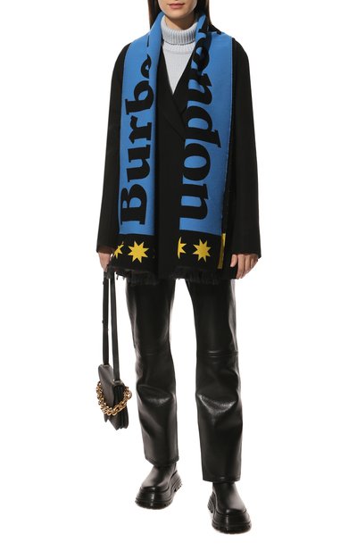 Шарф из шерсти и шелка BURBERRY голубого цвета по цене 39350 руб., арт. 8049661, фото 2 Шарф из шерсти и шелка BURBERRY, арт. 8049661, фото 2