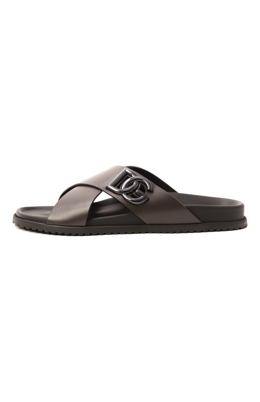 Кожаные шлепанцы Dolce & Gabbana A80525/A9Q67 Коричневый  A80525/A9Q67 Фото 4