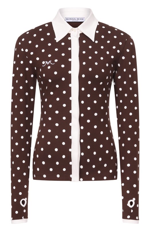 Хлопковое поло ROWEN ROSE RR_J115_001 Коричневый RR_J115_001