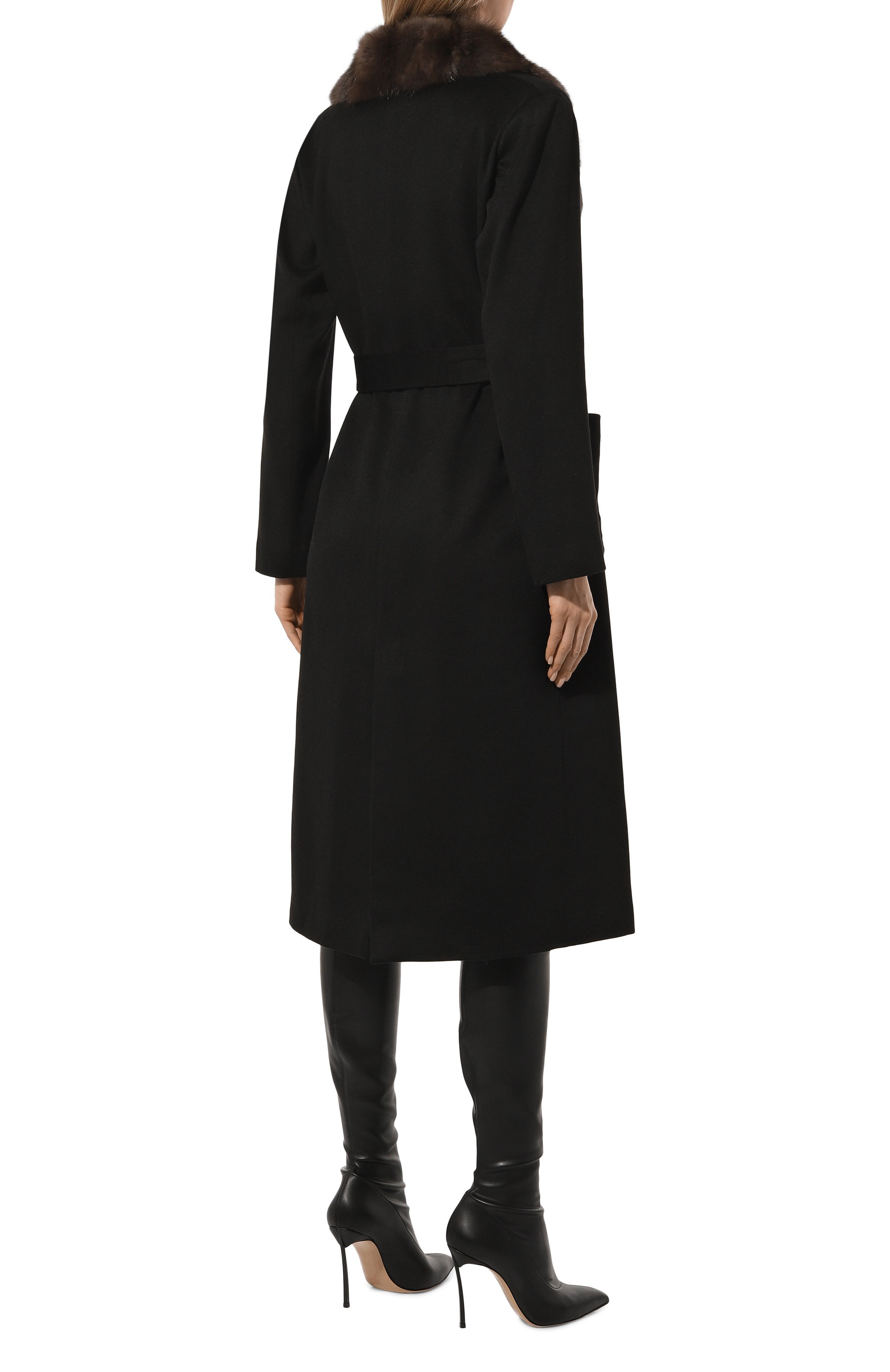 Кашемировое пальто с отделкой из меха соболя SIMONETTA RAVIZZA, арт. F04C0148T2Z1A, фото 4