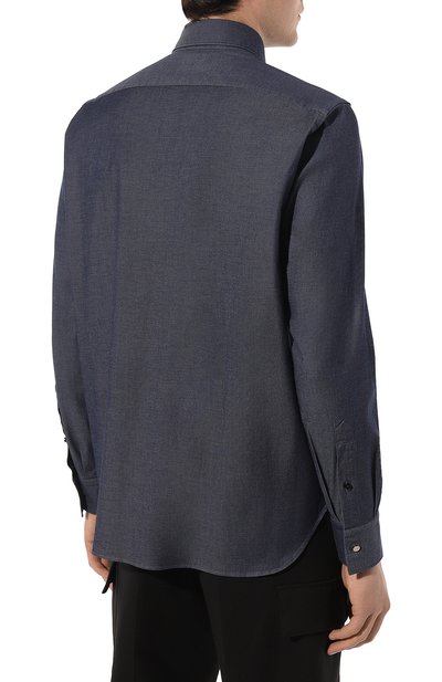 Хлопковая рубашка ZILLI темно-синего цвета по цене 75650 руб., арт. REGC02ZSLBL75ZS306709, фото 4 Хлопковая рубашка ZILLI, арт. REGC02ZSLBL75ZS306709, фото 4