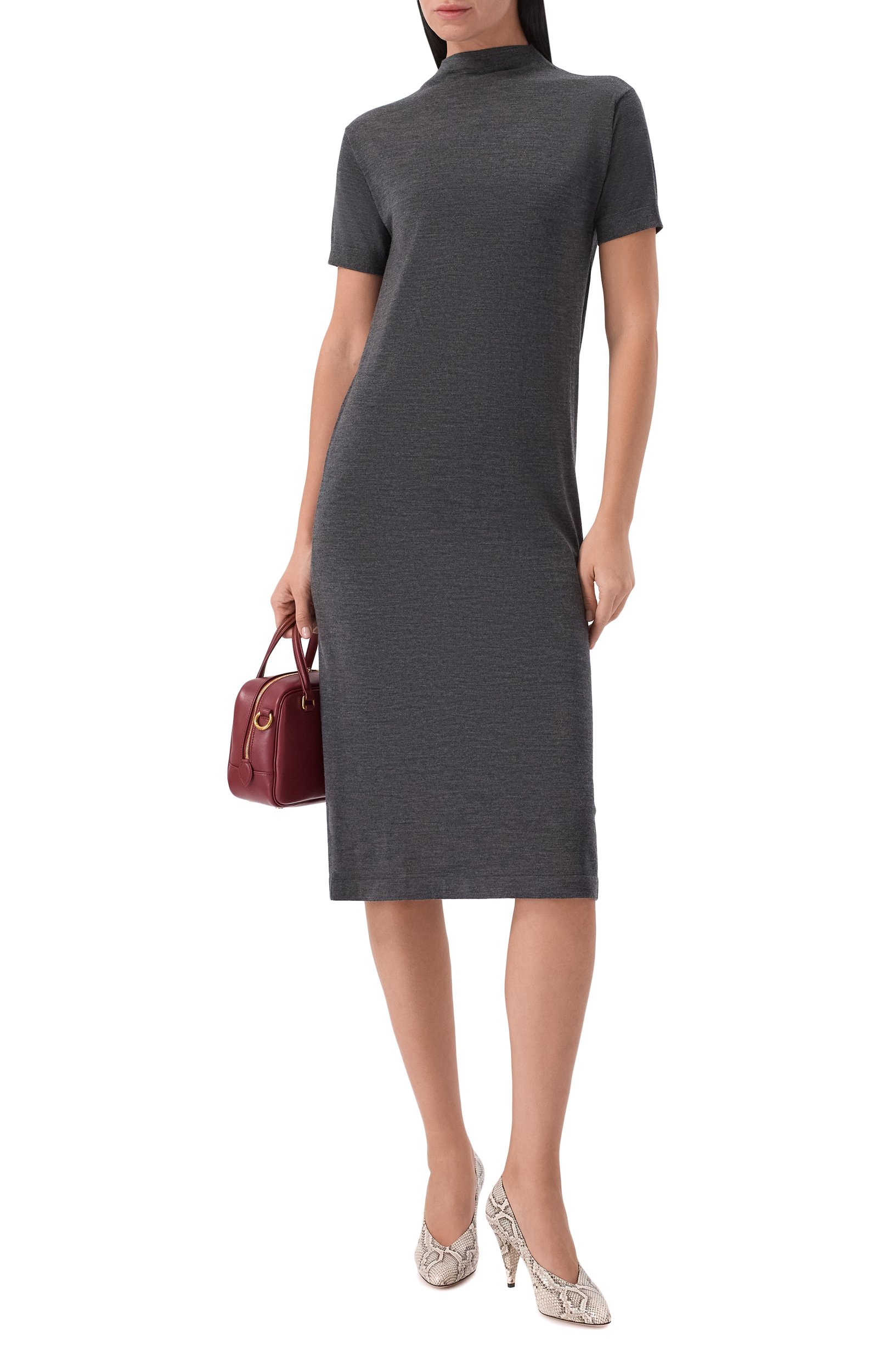 Шерстяное платье JIL SANDER темно-серого цвета по цене 171500 руб., арт. J02CT0608/J14857, фото 2 Шерстяное платье JIL SANDER, арт. J02CT0608/J14857, фото 2