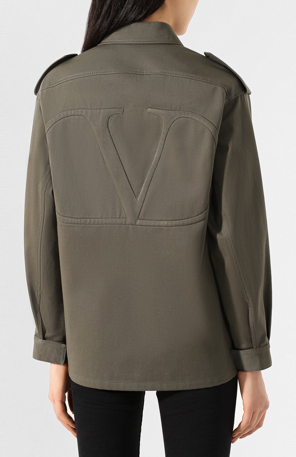 Хлопковая куртка VALENTINO хаки цвета по цене 255500 руб., арт. TB3CJ1E02Q9, фото 4 Хлопковая куртка VALENTINO, арт. TB3CJ1E02Q9, фото 4