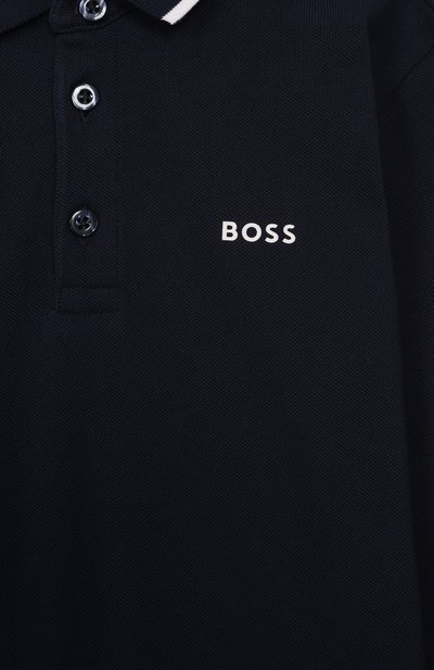 Хлопковое поло BOSS темно-синего цвета по цене 11500 руб., арт. J52330, фото 3 Хлопковое поло BOSS, арт. J52330, фото 3