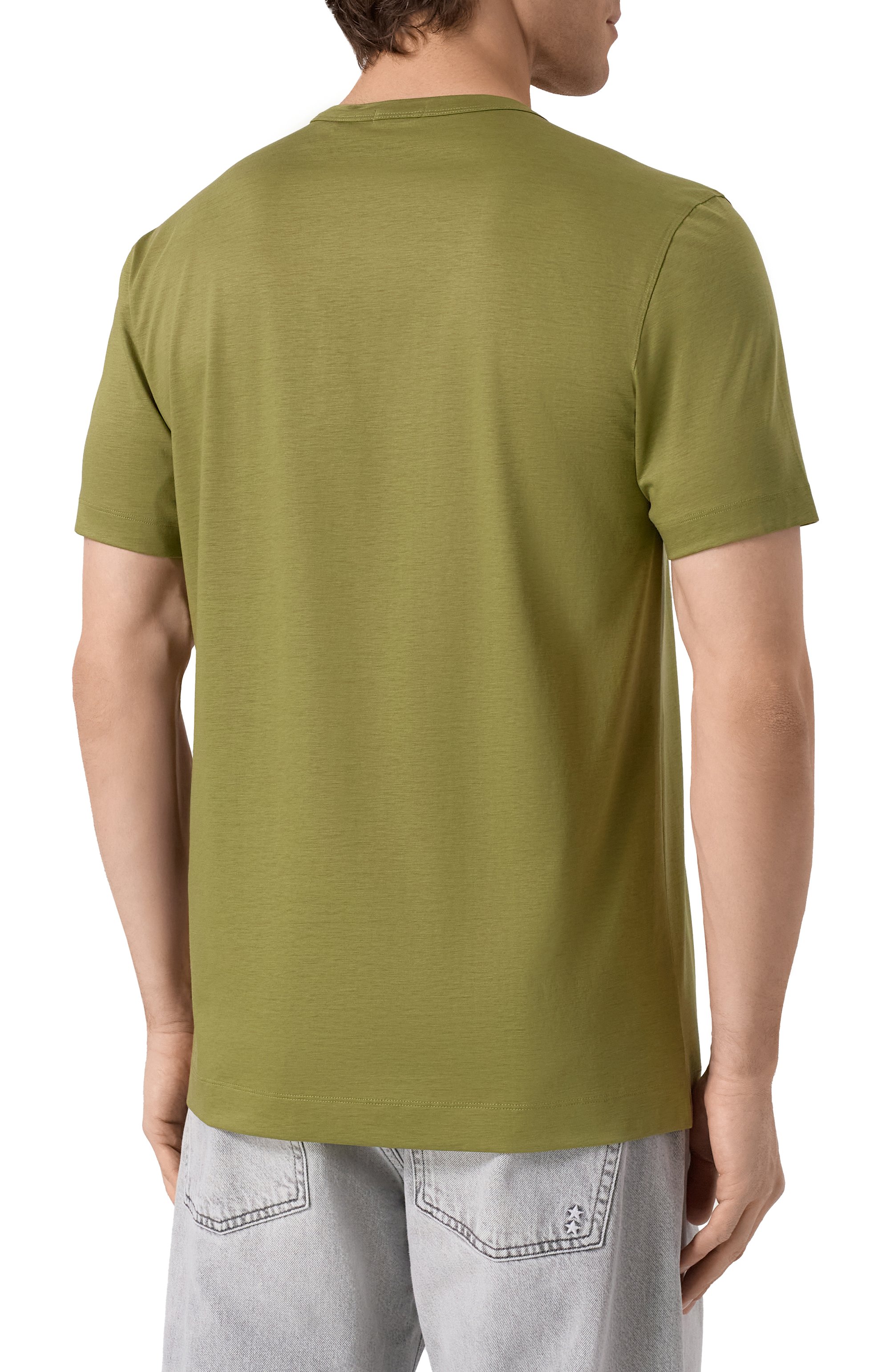 Футболка из лиоцелла и хлопка BOSS хаки цвета по цене 14950 руб., арт. 50513674, фото 4 Футболка из лиоцелла и хлопка BOSS, арт. 50513674, фото 4