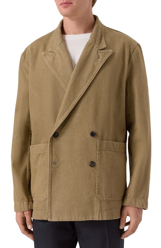 Хлопковый пиджак Dries Van Noten 020730-2385-104 Бежевый  020730-2385-104 Фото 3