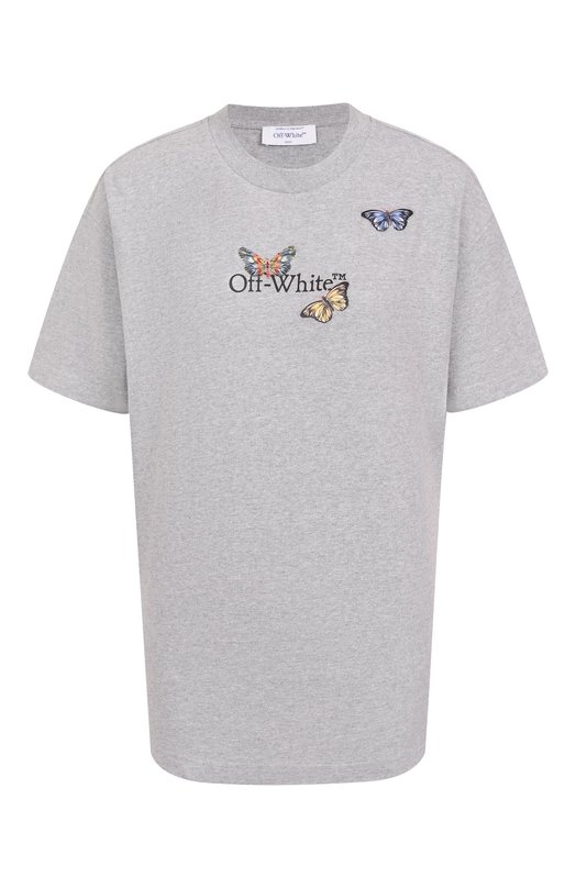 Хлопковая футболка Off-White 0WAA089S25JER0070510 Серый 0WAA089S25JER0070510