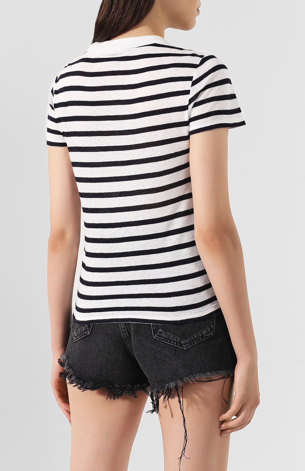 Футболка из смеси вискозы и льна ALEXANDERWANG.T синего цвета по цене 11300 руб., арт. 4CC2191120, фото 4 Футболка из смеси вискозы и льна ALEXANDERWANG.T, арт. 4CC2191120, фото 4