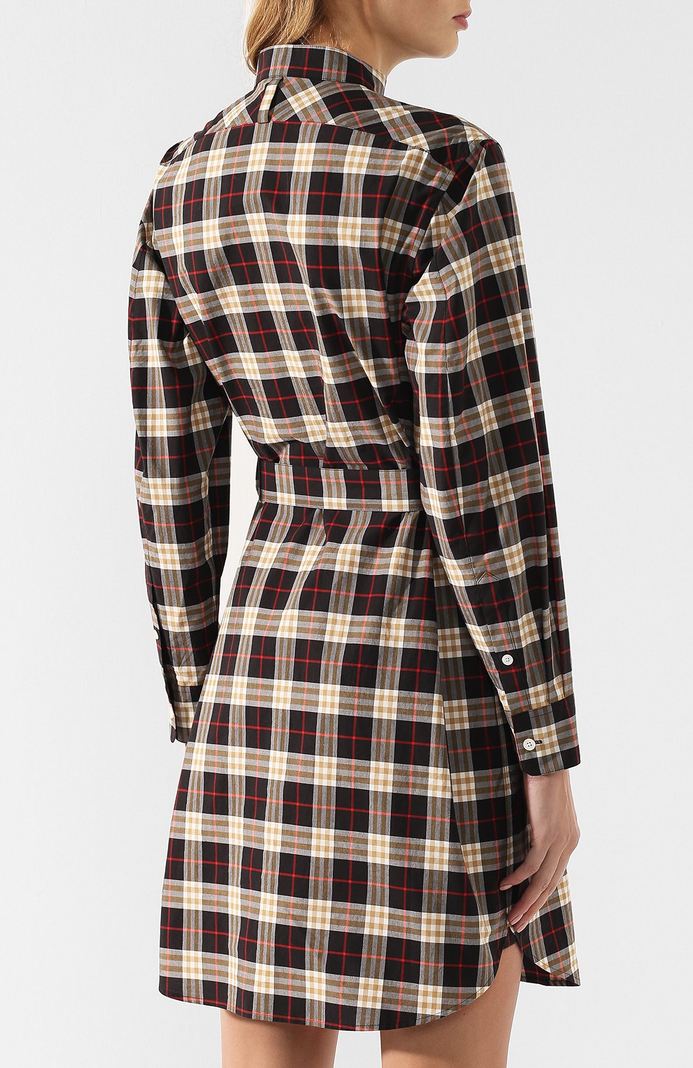 Хлопковое платье-рубашка в клетку BURBERRY, арт. 8008141, фото 4