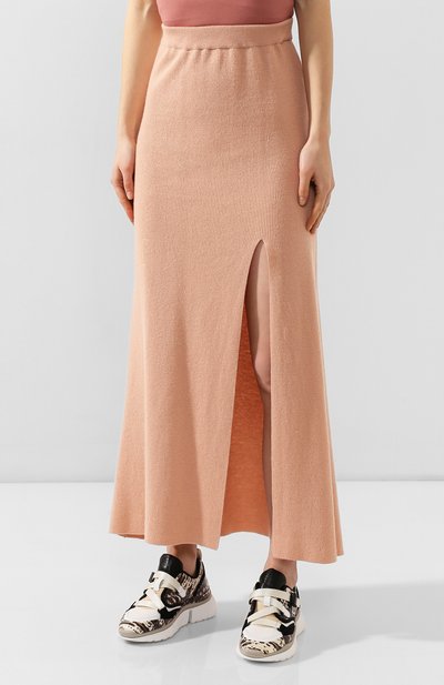 Юбка NANUSHKA розового цвета по цене 35650 руб., арт. PAAK_APRIC0T_CASHMERE BLEND RIB, фото 3 Юбка NANUSHKA, арт. PAAK_APRIC0T_CASHMERE BLEND RIB, фото 3