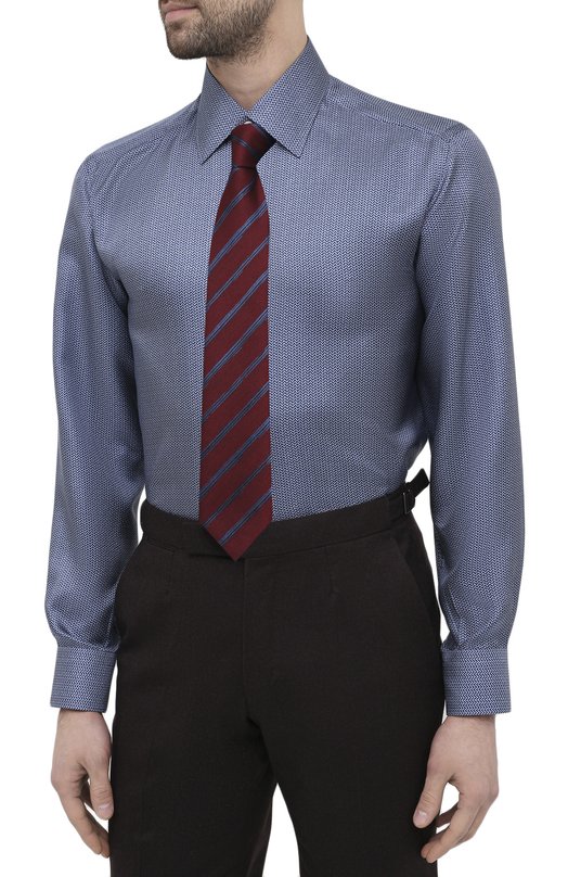 Шелковая сорочка Brioni RCB40N/P007R Синий  RCB40N/P007R Фото 4