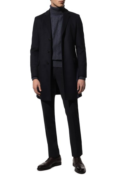 Пальто из шерсти и кашемира HUGO темно-синего цвета по цене 45620 руб., арт. 50476672, фото 2 Пальто из шерсти и кашемира HUGO, арт. 50476672, фото 2