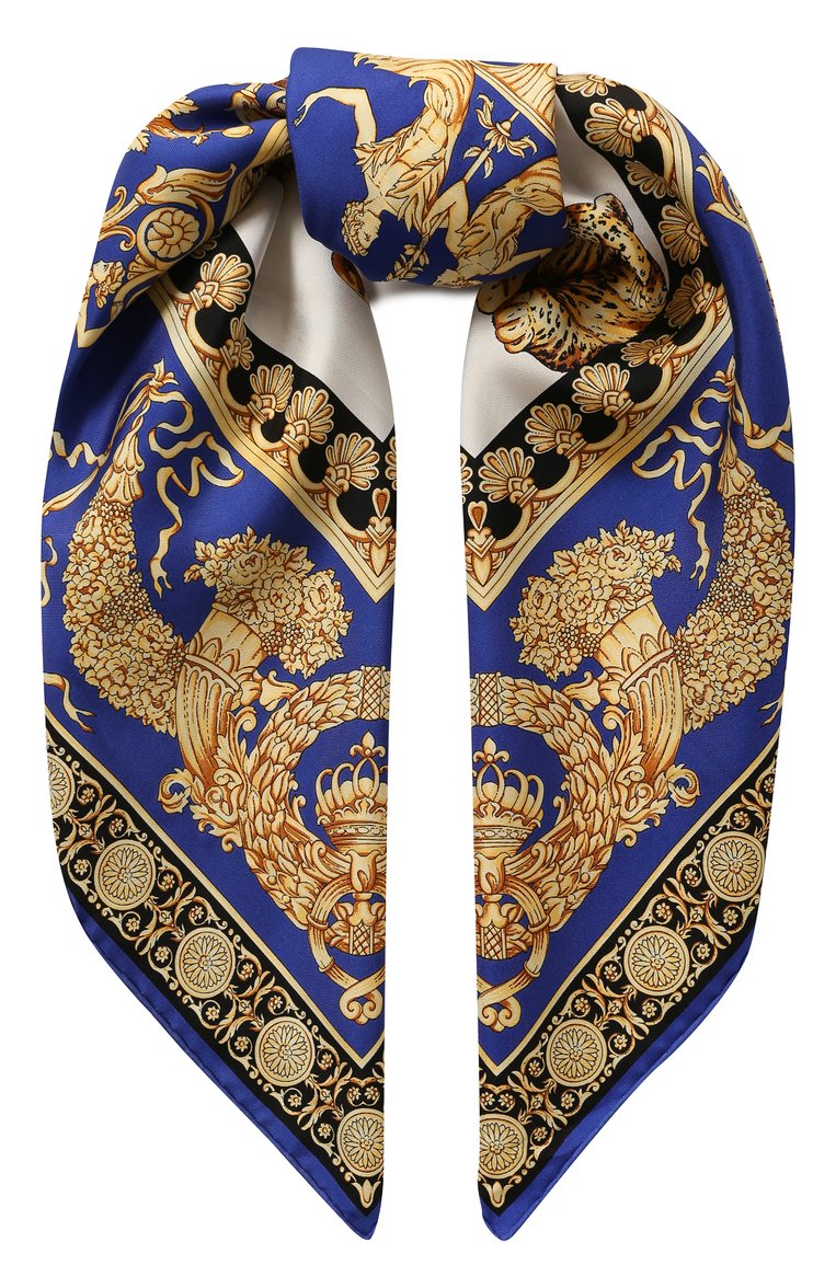 Женский синий шелковый платок VERSACE купить в интернет-магазине ЦУМ ...