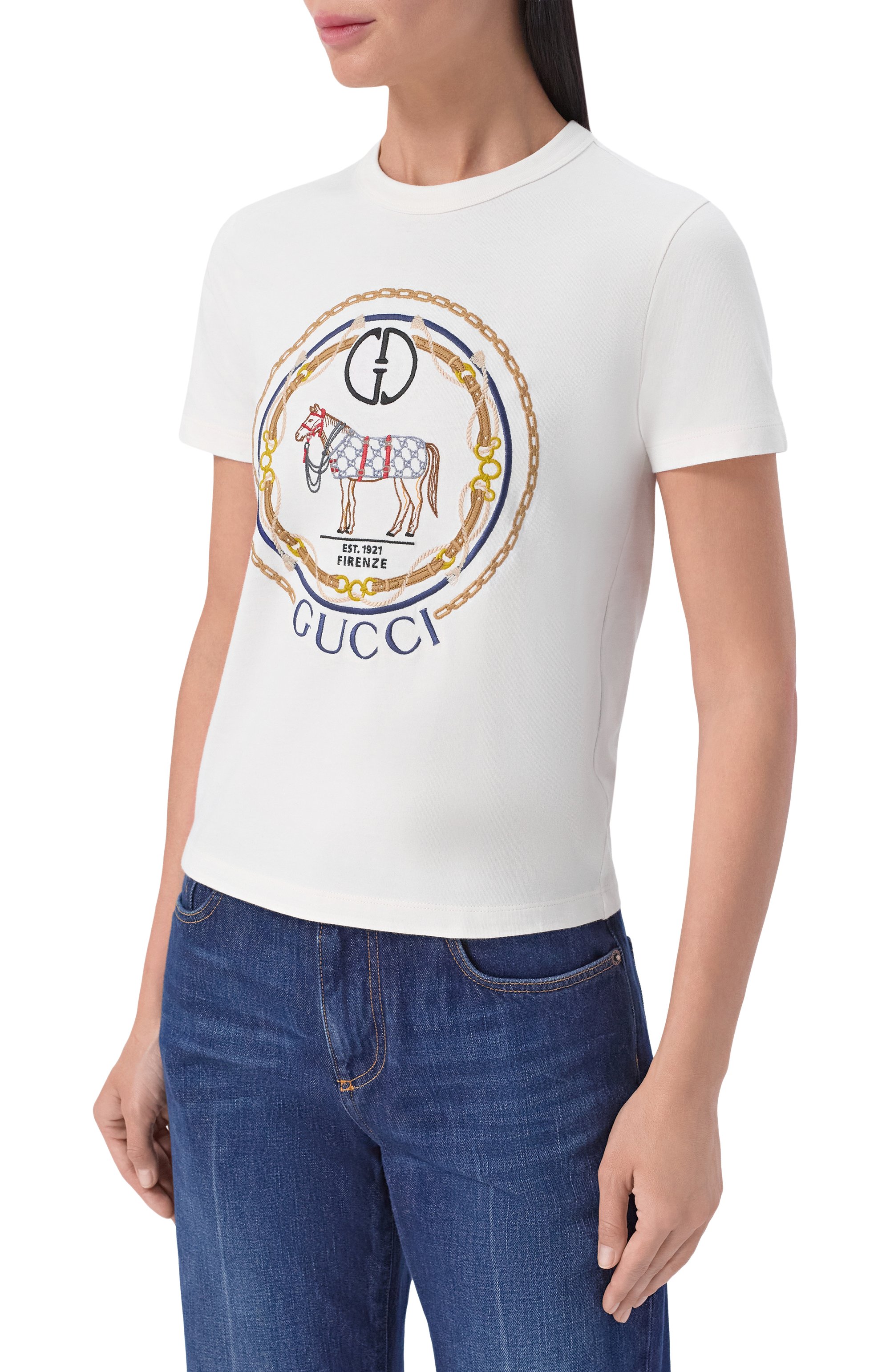 Хлопковая футболка GUCCI, арт. 748287/XJGDJ, фото 3