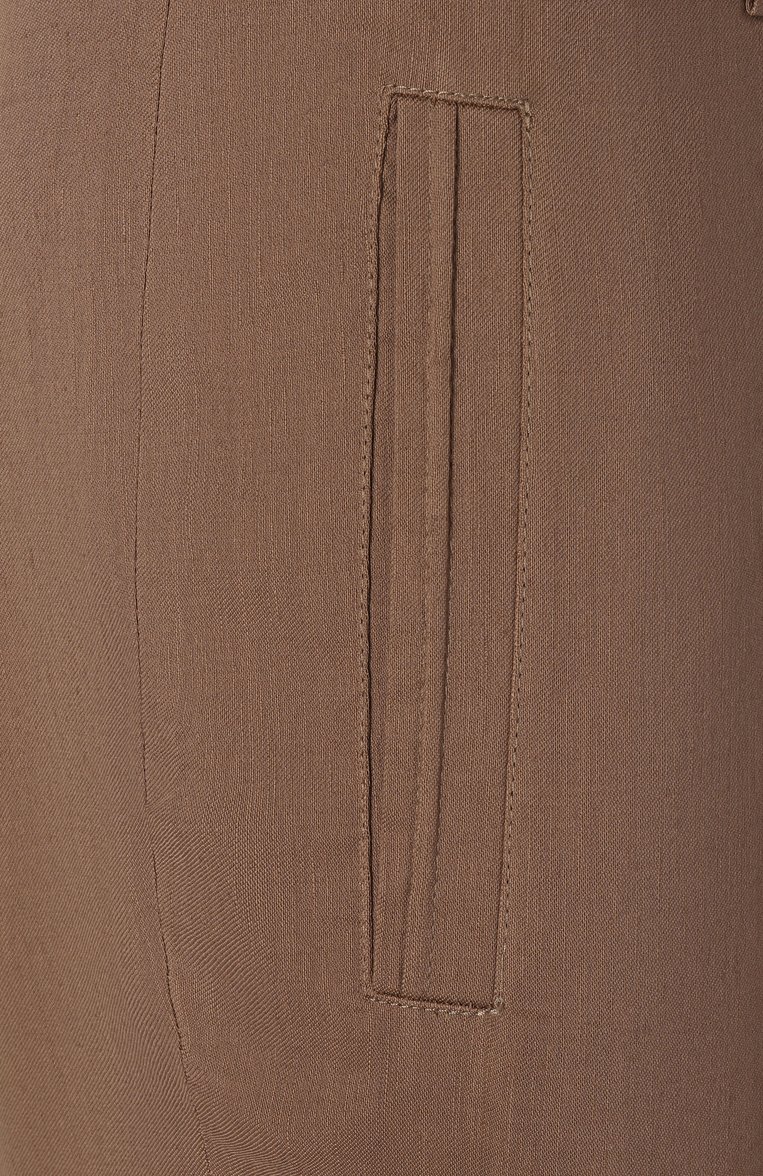 Мужские брюки изо льна и шерсти CORNELIANI светло-коричневого цвета, арт. 254513-2518468 | Фото 6 (Материал внешний: Лен, Шерсть; Длина (брюки, джинсы): Стандартные; Стили: Кэжуэл; Случай: Повседневный; Автоматизация ТО: Проставлено; Автоматизация состава: Проставлено)