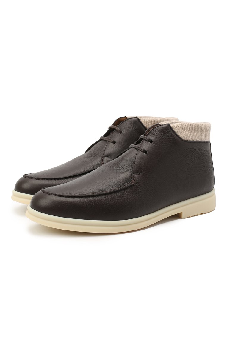Мужские кожаные ботинки walk and walk wintery LORO PIANA темно-коричневого цвета, арт. FAL4244 | Фото 1 (Материал внутренний: Натуральная кожа; Мужское Кросс-КТ: Дезерты-обувь; Материал утеплителя: Без утеплителя; Региональные ограничения белый список (Axapta Mercury): RU; Подошва: Плоская; Материал внешний: Натуральная кожа; Каблук высота: Низкий; толщина подошвы: 1,5; ширина носка стельки: 9,5)