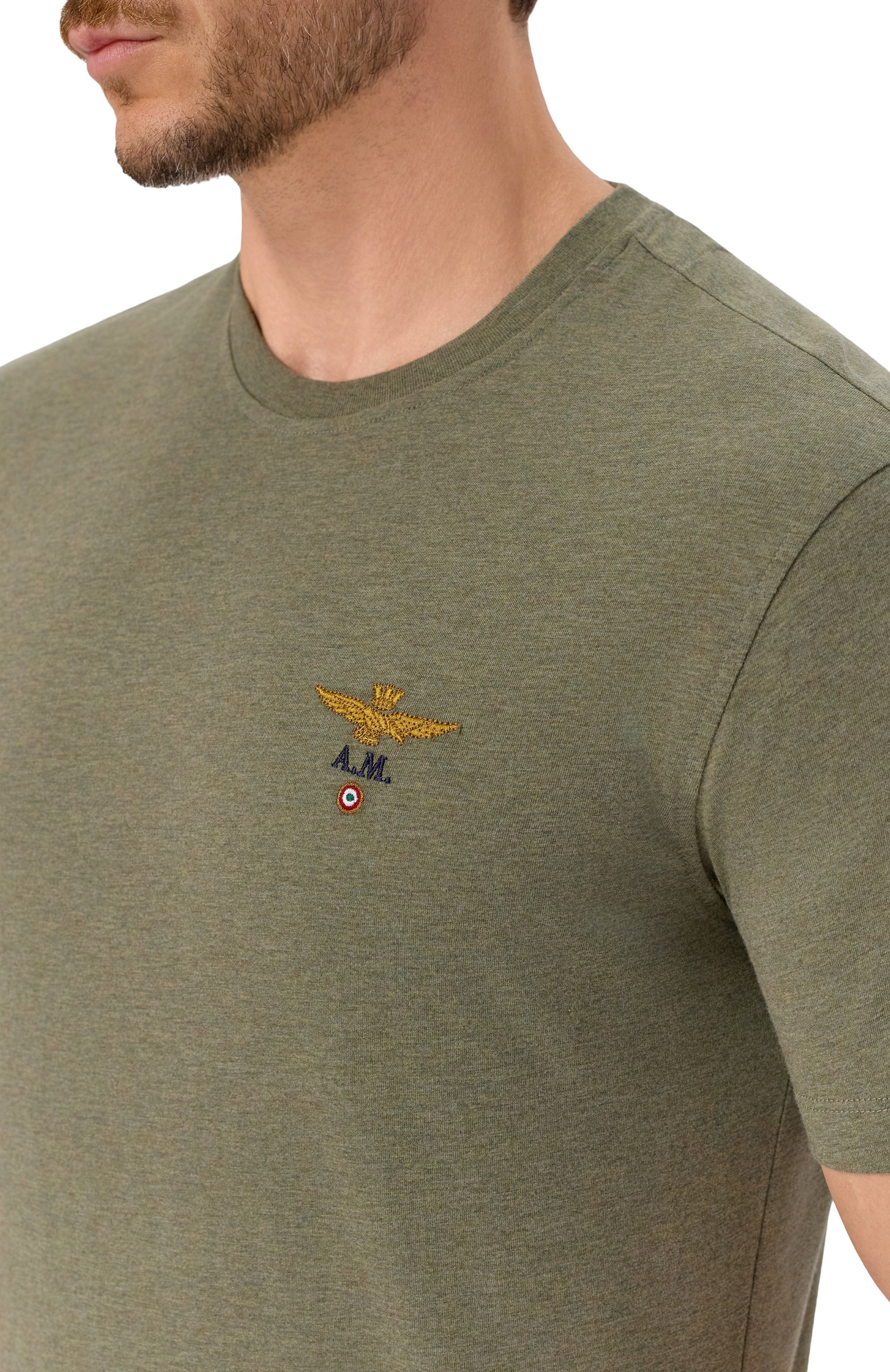Хлопковая футболка AERONAUTICA MILITARE хаки цвета по цене 6140 руб., арт. TS1580UJ00372, фото 5 Хлопковая футболка AERONAUTICA MILITARE, арт. TS1580UJ00372, фото 5