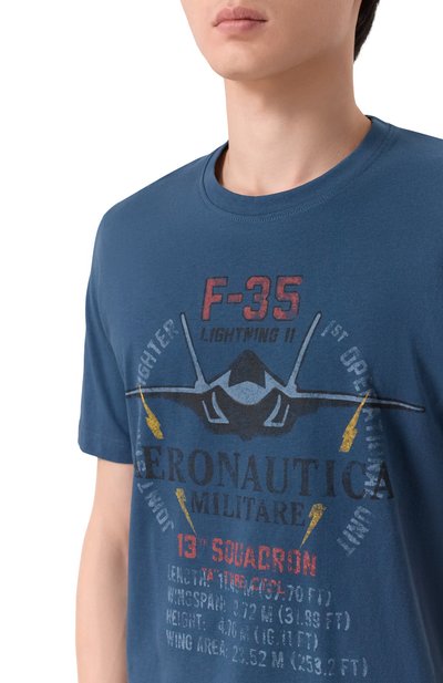 Хлопковая футболка AERONAUTICA MILITARE синего цвета по цене 7160 руб., арт. TS2536UJ00641, фото 5 Хлопковая футболка AERONAUTICA MILITARE, арт. TS2536UJ00641, фото 5