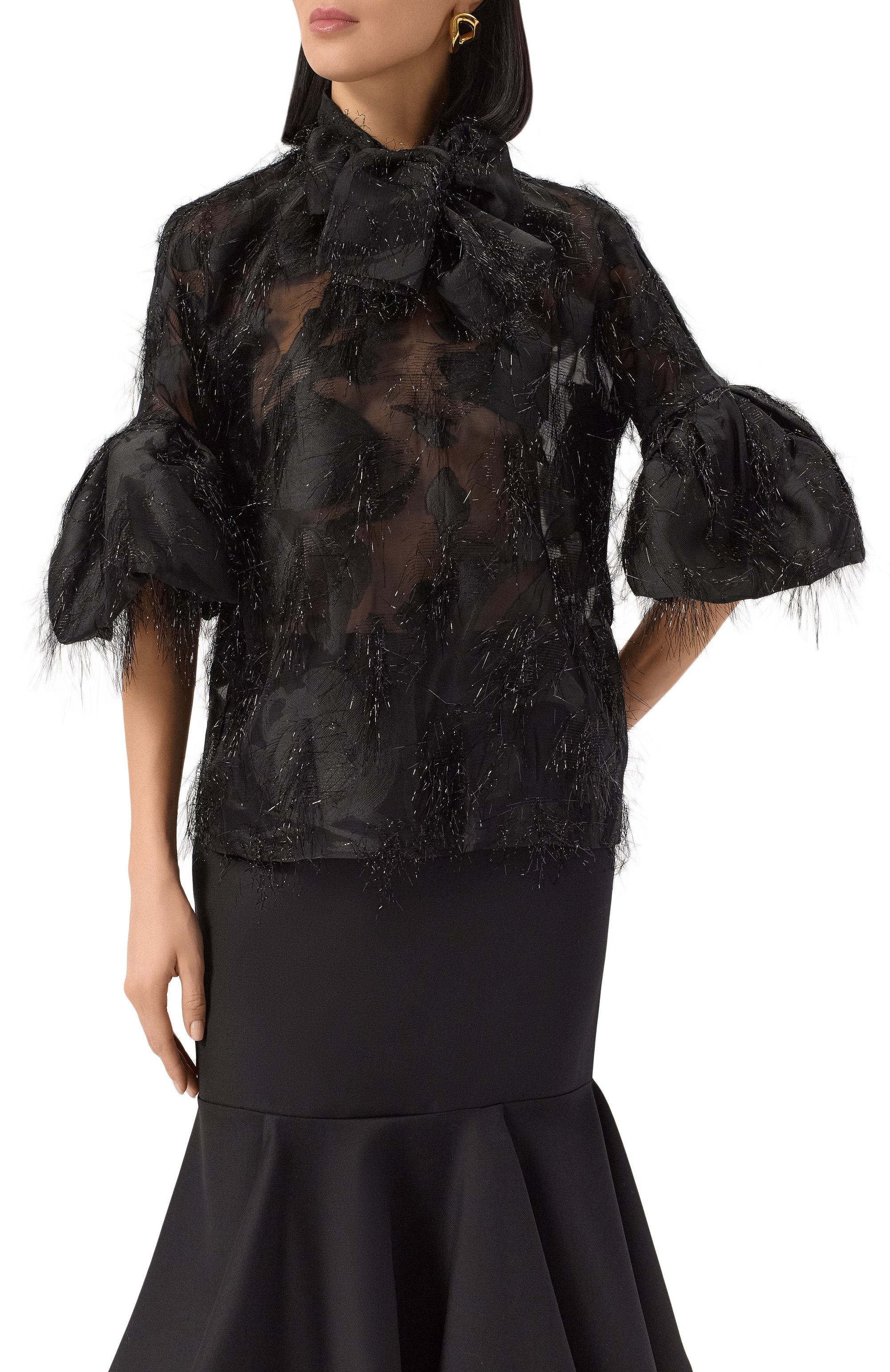 Блузка NINA RICCI черного цвета по цене 164000 руб., арт. 25PCT0016/PL0476, фото 3 Блузка NINA RICCI, арт. 25PCT0016/PL0476, фото 3