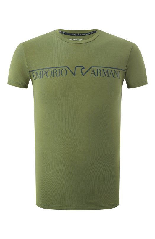 Хлопковая футболка Emporio Armani 111035/4F516 Хаки 111035/4F516