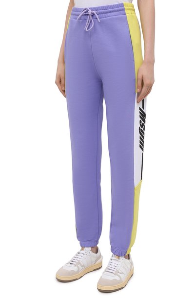 Хлопковые джоггеры MSGM сиреневого цвета по цене 35850 руб., арт. 3041MDP62 217299, фото 3 Хлопковые джоггеры MSGM, арт. 3041MDP62 217299, фото 3