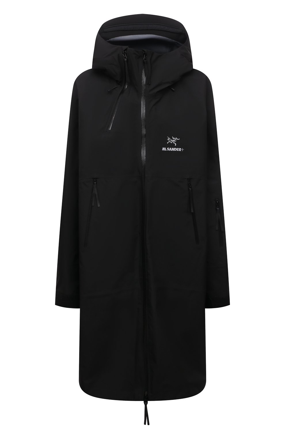 Женский черный плащ с капюшоном arc'teryx x jil sander+ JIL SANDER