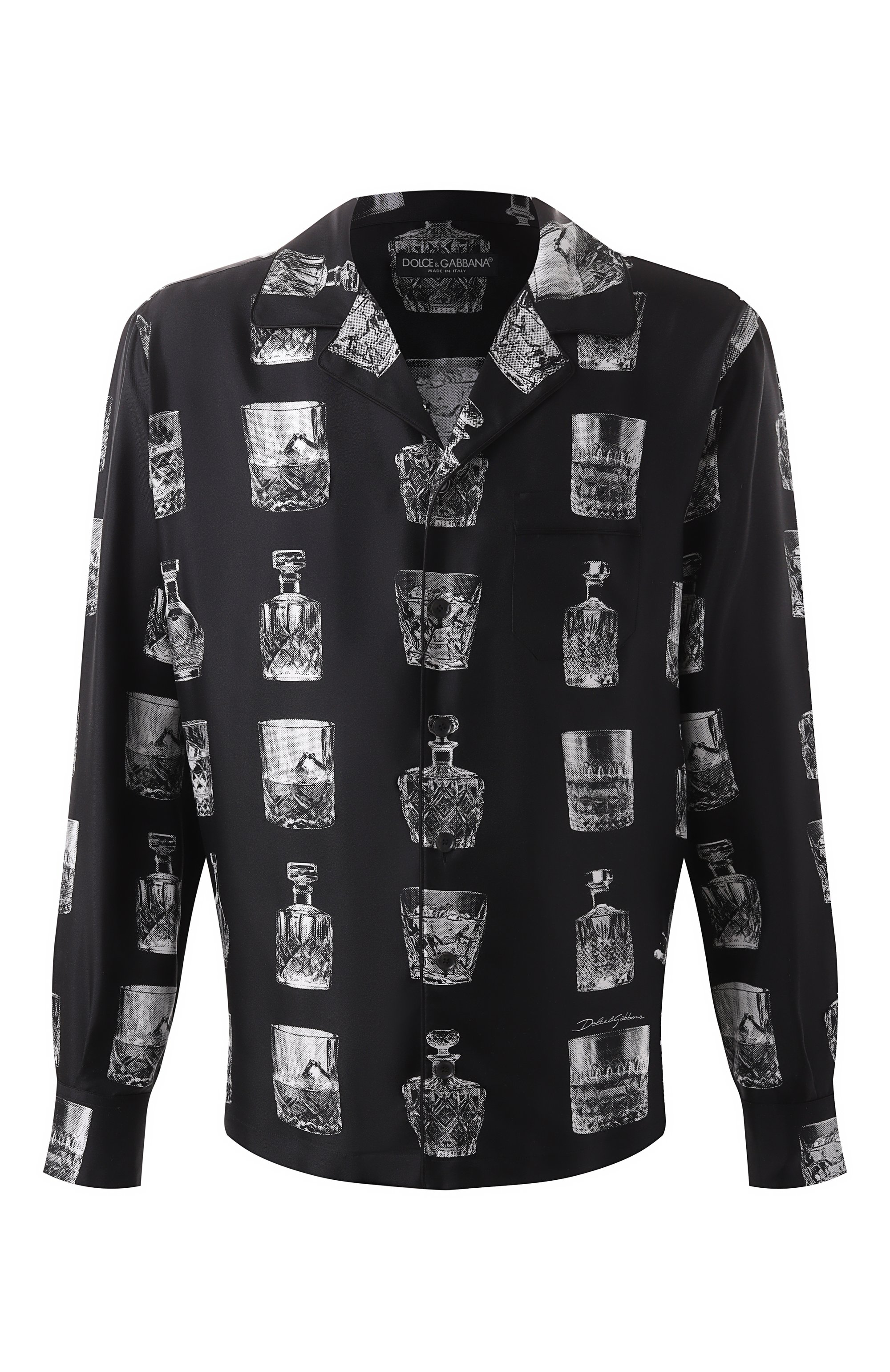 Шелковая сорочка DOLCE & GABBANA черного цвета по цене 196500 руб., арт. G5IF1T/HI1V0, фото 1 Шелковая сорочка DOLCE & GABBANA, арт. G5IF1T/HI1V0, фото 1